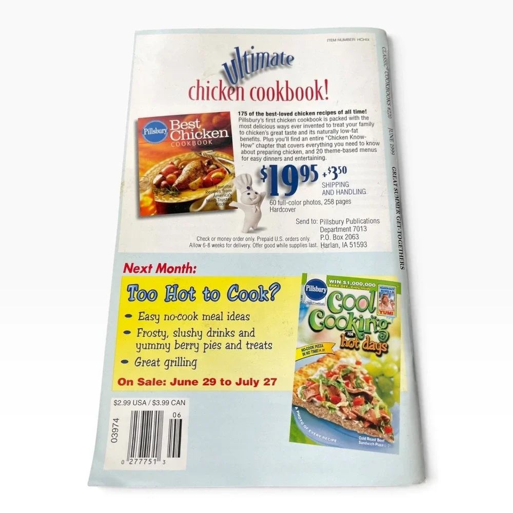 Pillsbury Classic Cookbooks Great Summer Get-Togethers Recipes 1999 Softcover